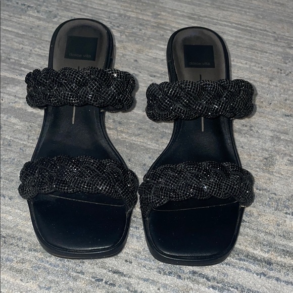 Dolce Vita braided Black Heeled sparkly Sandals - Picture 9 of 9